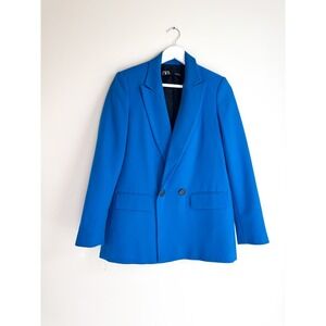 Zara cobalt blue double-breasted blazer, Size S